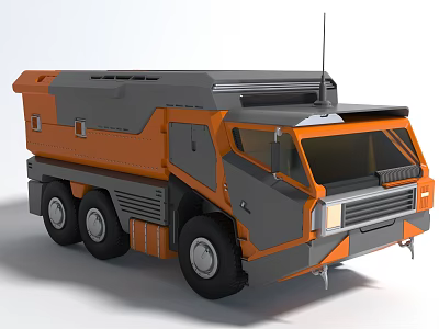 Futuristic Orange And Gray Electric Toy Truck With Six Wheels And Antenna 3d model Futuristic Orange And Gray Electric Toy Truck With Six Wheels And Antenna 3d model