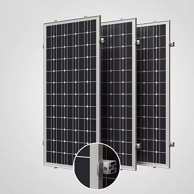 Solar Panels With Black Photovoltaic Cells And Silver Frame For Renewable Energy 3d model Solar Panels With Black Photovoltaic Cells And Silver Frame For Renewable Energy 3d model