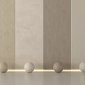 Different Neutral Tones Wall Textures With Spherical Objects And LED Lighting Strips