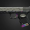 Engraved Metal Handgun With Carbon Fiber Grip And GS Logo Design