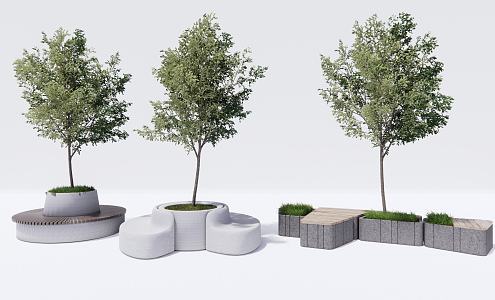 Modern Tree Pool Outdoor Landscape Seat Landscape Tree 3d model