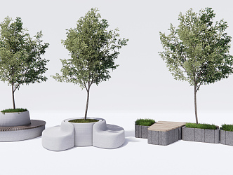 Modern Tree Pool Outdoor Landscape Seat Landscape Tree 3d model