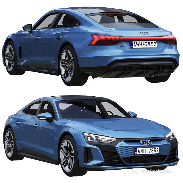Blue Audi Coupe Car Exterior Design Showcasing Front And Rear View 3d model 