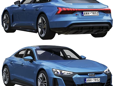 Blue Audi Coupe Car Exterior Design Showcasing Front And Rear View 3d model