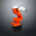 Orange Robotic Arm With White Components And Black Base Structure Design
