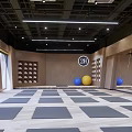 Spacious 24H Fitness Space Featuring Gray Yoga Mats Wooden Walls Blue Yellow Fitness Balls Hanging Ropes