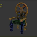 Vintage Leisure Chair With Round Carved Backrest And Ornate Wooden Design