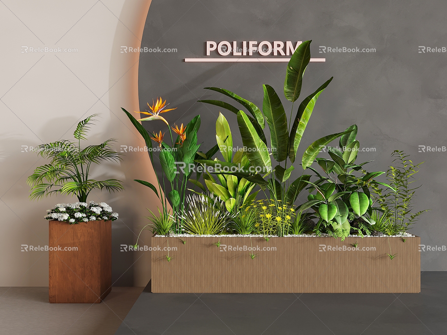 Flower Box Flower Box Plant Combination Green Plant Flower Box Plant Stack Landscape Landscaping Green Plant Flower Box Mobile Cement Flower Pond Flower Garden 3d model