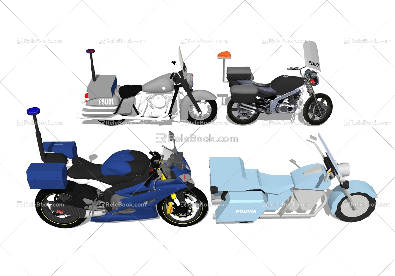 Traffic police patrol motorcycle 3d model