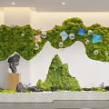 Indoor Landscape With Green Moss Wall Hanging Decorative Balls Rockery And Stones