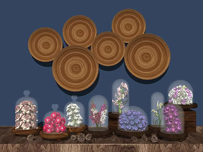 Modern ornaments combination floral glassware ornaments 3d model
