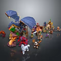 Fantasy Game Character Figurine Collection With Dragon Knight And Animal Models
