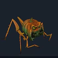 Spooky Halloween Pumpkin Monster With Yellow Eyes Sharp Teeth And Long Legs