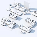 Modern Sofa And Coffee Table Set With Various Styles Pillows And Rugs 3d model