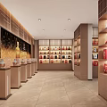 Elegant Chinese Interior Design With Wooden Partitions Circular Decor And Display Shelves