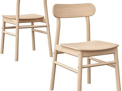 Modern Wooden Single Chair With Sleek Design And Comfortable Seat For Home 3d model