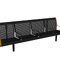 Modern Black Public Bench With Four Seats Perforated Design And Yellow Armrests