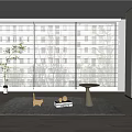 Window Blinds In Modern Interior With Wooden Floor And Potted Plant