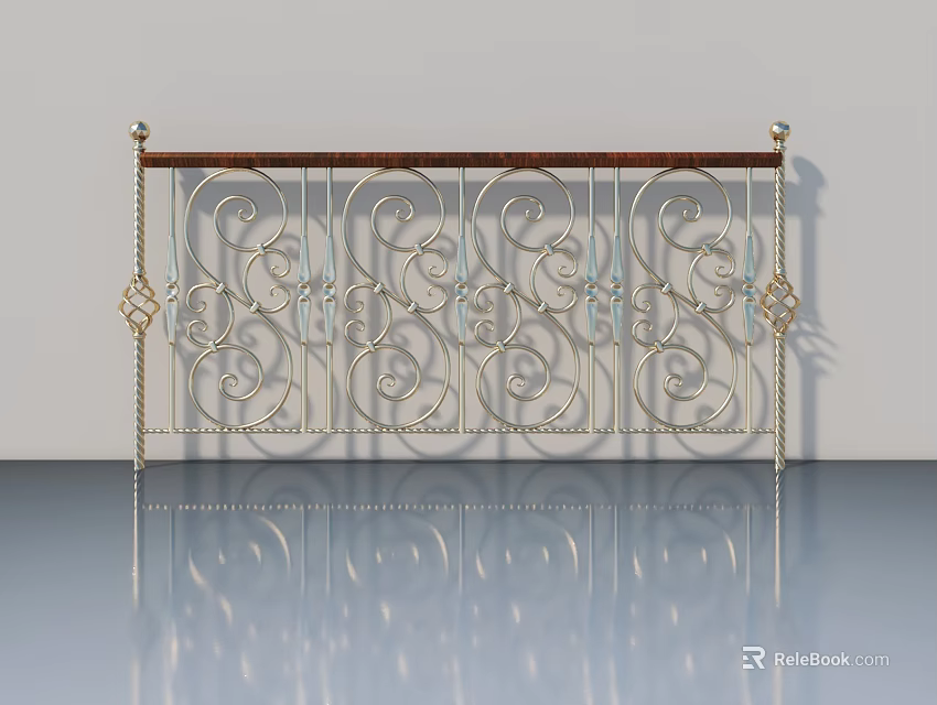 Ornate White And Gold Iron Swing Door With Decorative Scroll Patterns 3d model 