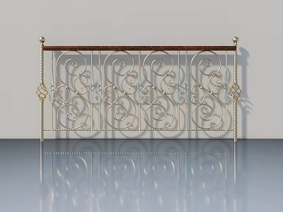 Ornate White And Gold Iron Swing Door With Decorative Scroll Patterns 3d model