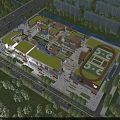 Aerial Urban Planning Layout With Buildings Green Spaces And Road Network Design