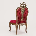 Classical Style Dining Chair With Ornate Carvings Red Velvet Upholstery Wooden Frame And Gold Accents