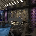 Elegant Modern Bar Interior With Stylish Lighting And Marble Counter Design 3d model