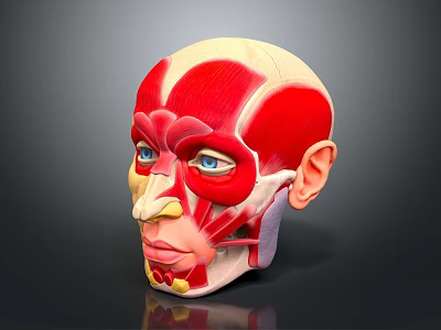 Medical Device Head Muscle Anatomy Educational Model With Detailed Structure 3d model