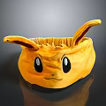 Soft Yellow Cartoon Themed Storage Bag With Big Ears Black Eyes And Ruffled Edges
