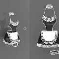 Elegant Black And White Apron With Lace Trim Front And Back Design