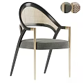 Elegant Modern Leisure Chair With Black Metal Frame Golden Armrests And Gray Fabric Cushion