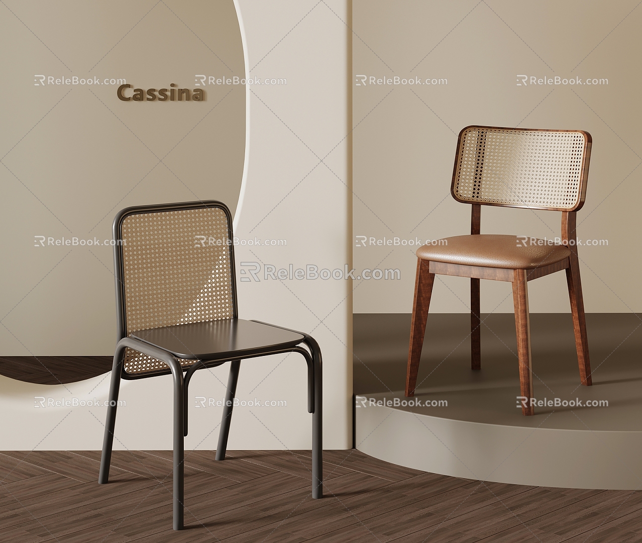 Quiet Rattan Chair Dining Chair Leisure Chair 3d model