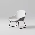 Modern White Single Chair With Upholstered Seat And Black Metal Legs