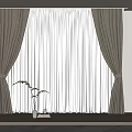 Modern Double Layer Curtains With Brown Tie Back Drapes And White Sheer For Large Window