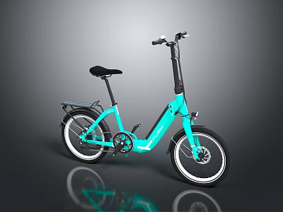 Turquoise Electric Bicycle Featuring Modern Design Black Seat And White Rims 3d model