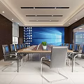 Modern Control Room Interior Design With Large Screens World Map Display And Workstations 3d model