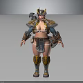 Fantasy Female Warrior Character With Creature Inspired Horned Armor And Gear