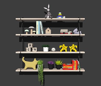 Modern Wall Storage Rack Toy Shelf Storage Rack Ornaments 3d model