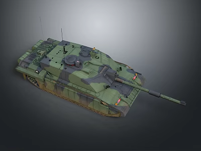 Modern Armored Military Tank Featuring Camouflage Paint Cannon Tracks And Antennas 3d model