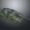 Modern Armored Military Tank Featuring Camouflage Paint Cannon Tracks And Antennas