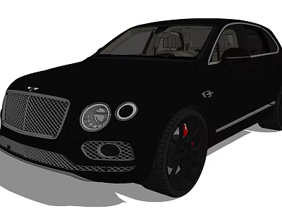 Luxury Bentley SUV Exterior Design With Chrome Grille LED Headlights And Black Alloy Wheels 3d model