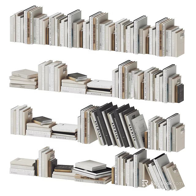 Books And Magazines Stacked In Various Piles With Different Sizes And Arrangements 3d model 