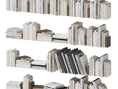 Books And Magazines Stacked In Various Piles With Different Sizes And Arrangements 3d model