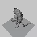 3D Rendered Fantasy Mythical Creature With Brown Mane Gray Body And Red Sash