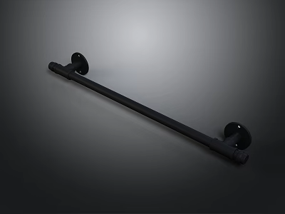 Sleek Black Metal Grab Bar With Wall Mounted Bases For Bathroom Safety 3d model
