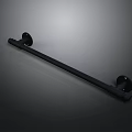 Sleek Black Metal Grab Bar With Wall Mounted Bases For Bathroom Safety