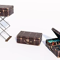 Vintage Leather Suitcases With Metal Buckles Open Stacked And Retro Design
