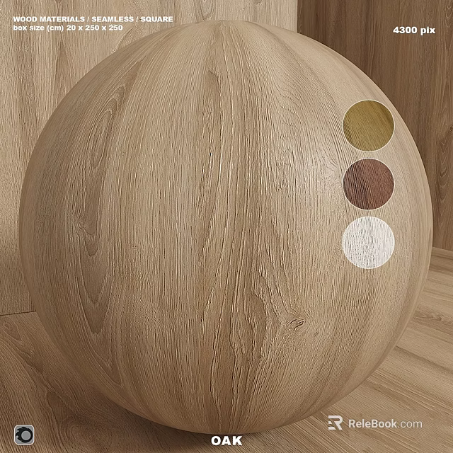 Wooden Sphere Component Featuring Wood Grain Texture And Three Colored Circles On Right Side 3d model