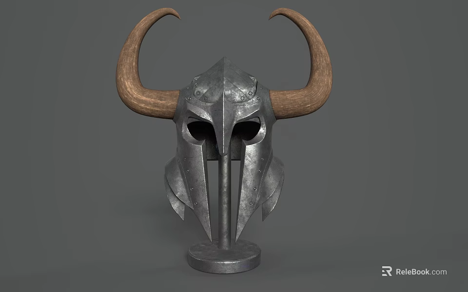 Medieval Style Metal Horned Helmet With Decorative Base And Armor Design Details 3d model 