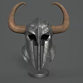 Medieval Style Metal Horned Helmet With Decorative Base And Armor Design Details